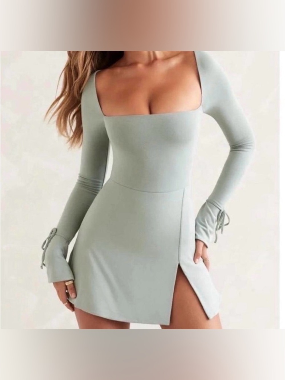 Oh Polly LONG SLEEVE A-LINE MINI DRESS IN GREY US SZ 6 NWT - Picture 4 of 7